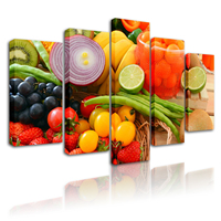 Tableau mural, peinture de printemps, impressions sur toile encadrée en 5 panneaux, fruits pour la décoration murale de la cuisine, décoration de la maison, salon