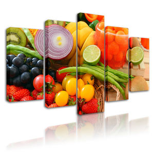 Gambar Seni Dinding Musim Semi Lukisan Kanvas Berbingkai 5 Panel Cetak Buah untuk Dapur Gambar Seni Dinding Dekorasi Rumah Ruang Tamu - Product Image 2