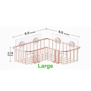 Lot de 2 <span class=keywords><strong>étagère</strong></span>s d'<span class=keywords><strong>angle</strong></span> modernes pour <span class=keywords><strong>douche</strong></span> d'hôtel, en acier inoxydable 304, avec crochets adhésifs, pour coins à 90 degrés, couleur or rose - Product Image 4