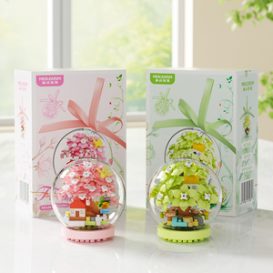 Nouvel ensemble de construction éducatif en micro-briques, modèle cabane dans les arbres et boule de cristal, jouet DIY en plastique ABS pour enfants, décoration suspendue de Noël - Product Image 3