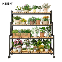 Support de Plantes Métallique Réglable à 3/4/5 Niveaux pour Intérieur et Extérieur, Étagère à Fleurs pour Salon, Balcon, Jardin KC-R1054