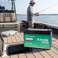 Batterie marine au lithium LiFePO4 étanche IP67 36V 60Ah à décharge profonde pour moteur de pêche à la traîne