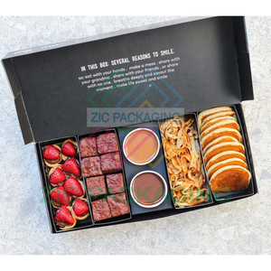 Logotipo personalizado Impresión de grado alimenticio Galletas de papel negro Waffles Caja de inmersión de <span class=keywords><strong>chocolate</strong></span> con inserto de compartimentos - Product Image 5