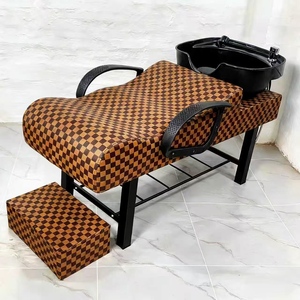 Lavacabezas semirreclinable para peluquería con pedales, sillón de lavado de cabello con función de enjuague de agua - Product Image 4