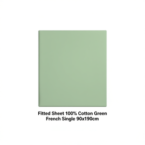 Drap-housse 100% coton vert, taille simple française 90x190cm - Product Image 3