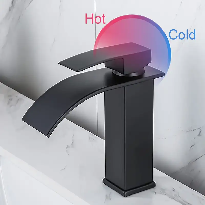 DQOK lüks yüksek kaliteli mat siyah krom tuvalet batarya musluklar şelale banyo havzası musluk