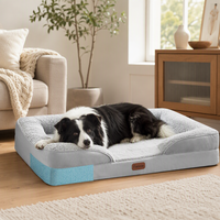 Coussin orthopédique pour animaux de compagnie en mousse à mémoire de forme à récupération lente, avec support articulaire, fausse fourrure pelucheuse, housse amovible, base antidérapante, vente en gros OEM, imperméable