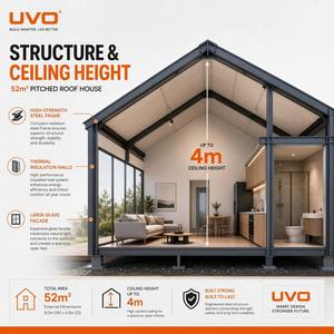 Villa modulaire de luxe préfabriquée UVO de 52 m² avec toit en pente, maison de villégiature moderne, cabane, bureau, magasin, conforme aux normes AS NZS CE ISO pour les marchés américain et australien - Product Image 5