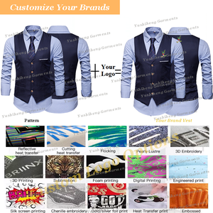 कस्टम लोगो बटन बंद स्लिम फिट वॉस्टकोट व्यवसाय या आकस्मिक पोशाक पुरुषों की पोशाक के लिए औपचारिक सूट निहित है - Product Image 5