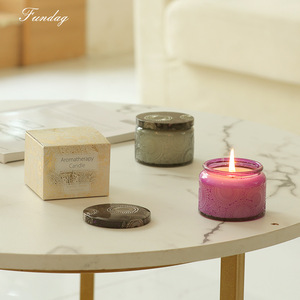 Fundog Embossed Glass Candle Cup Scented Soy Wax Classic Style Holiday Gift - Product Image 2