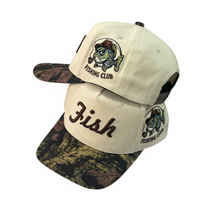 Casquettes de baseball en coton, logo brodé 3D personnalisé, camouflage de pêche pour hommes, camouflage bicolore, 5 panneaux, cadre A, snapback - Product Image 2