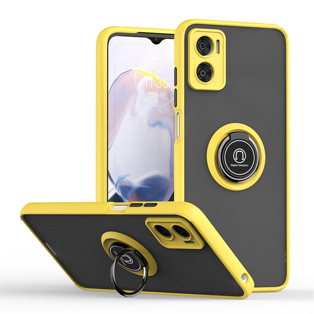 Armor Matte Case for Motorola Moto E22 E22i E13 E20 E40 E7 Power E7i Power Ring Magnetic Holder Stand Shockproof Cover