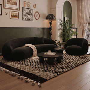 फ्रेंच रेट्रो एक सीट सोफे घुमावदार डिजाइन के लिए अनुकूलन योग्य काले विलासिता के लिए अनुकूलित काले विलासिता - Product Image 1