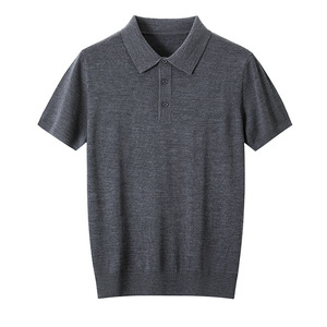 Wholesale Price <b>Men</b> Short Sleeve Knitted Sweater Wool Button Knit Polo Shirt Custom Clothing Manufacturers - Product Image 1