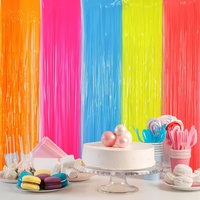 Prix de gros 1x2m Rideaux à franges en feuille de PET couleur arc-en-ciel, Décor suspendu pour photomaton, Néon, Thanksgiving, Ramadan