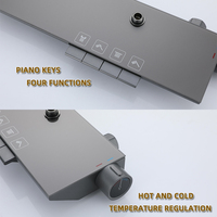 Vente chaude Gris Piano Bouton Salle De Bains Douche En Laiton Ensemble Complet Système De Douche Ensembles Robinets De Pluie Ensemble De Douche