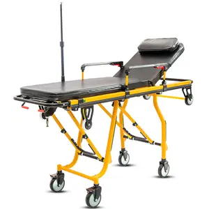 China Direct Supplier Solid Aluminum Anti Rollover Injured Patient Transport Portable Folding Automatic Loading Stretcher