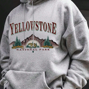 Sweat à capuche homme automne/hiver paysage oeuvre aventure en plein air montagne forêt tigre imprimé - Product Image 3