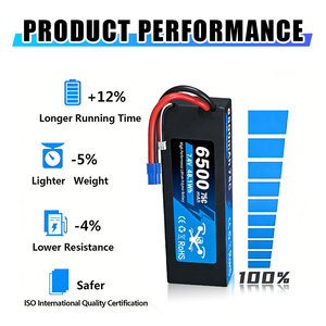 Baterai Mobil RC 7.4V 6500mAh 75C Daya Tinggi LiPo Hard Case Pack untuk Model RC 1/10 - Kompatibel dengan Konektor TRX & EC3 - Product Image 3