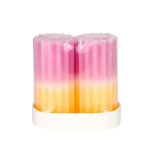 Vietnam Candle Factory OEM Custom paraffina Wax candele a colonna a coste multicolori inodore