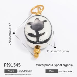 Nuevos dijes de joyería de porcelana azul y blanca de estilo chino, hechos a mano, de acero inoxidable, para collares y pendientes DIY - Product Image 6