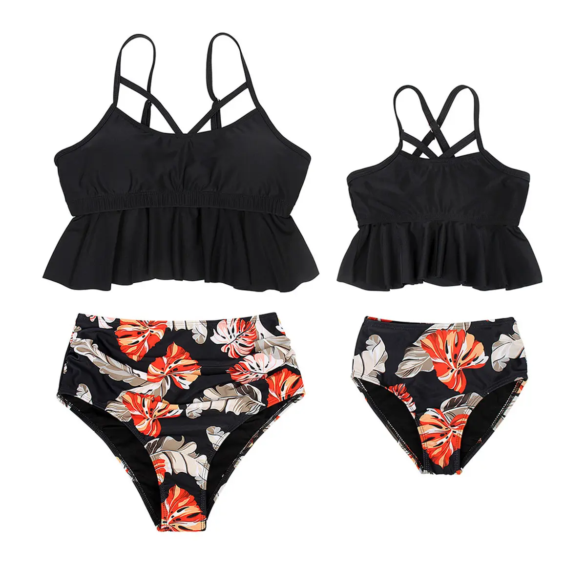 Mùa Hè Châu Âu Và Mỹ Cha Mẹ Con Đồ Bơi Dây Đeo In Bikini Chia Áo Tắm Kỳ Nghỉ Bãi Biển Swimsuitv