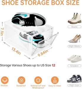 Caja de Almacenamiento de Zapatos Plegable, Transparente, Apilable, de un Solo Nivel, para Ahorrar Espacio en el Armario, para Zapatos Deportivos - Product Image 2