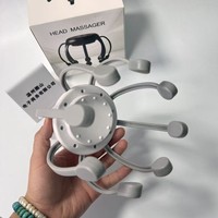 头部按摩器 章鱼形振动按摩器 可充电 USB 头皮放松器 电动指压深层组织按摩器 家用