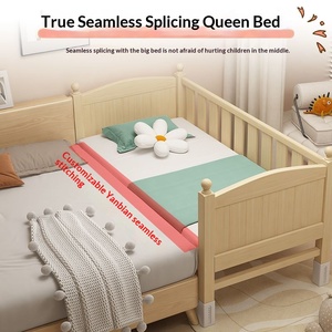 Cuna de Madera Natural para Bebé, Cuna Lateral con Barandilla de Seguridad, Cama para Niños, Muebles de Dormitorio para Recién Nacidos y Bebés para Dormir Juntos - Product Image 2