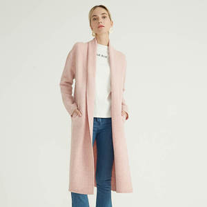Cardigan en <span class=keywords><strong>laine</strong></span> mérinos <span class=keywords><strong>rose</strong></span> pour femmes, tricoté, Long,, automne, hiver, nouveau modèle - Product Image 1