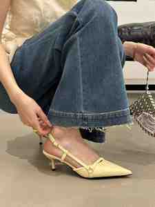 Sexy Unique Design Pointed <b>Toe</b> Slingback Stiletto High <b>Heels</b> <b>Closed</b> <b>Toe</b> Sandals - Product Image 4
