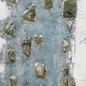 Pinturas de Arte Mural Azul al por Mayor, Cuadro Abstracto, Pintura Acrílica 100% Hecha a Mano, Textura Gruesa con Piedra de Jade Natural - Product Image 4