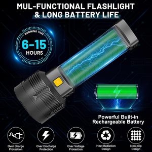 Projecteur de recherche multifonction longue portée pour extérieur, 3 modes, avec batterie solaire, lampe torche LED rechargeable par USB, vente en gros - Product Image 3