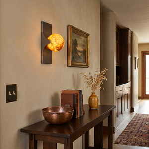 Alabaster Wall Lamp Brass Natural Stone Sconce Modern Luxury Moon Globe <b>Light</b> Designer Bedside <b>Corridor</b> Hotel Art Luminaire - Product Image 4