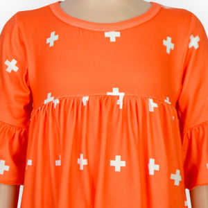 Robe pour filles style hip-hop à manches longues et volants, personnalisable par impression numérique, vente en gros de vêtements pour bébés - Product Image 4