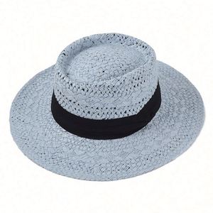 High Quality Women's Summer Hand-woven Panama <b>Straw</b> Hat Seaside Hollow Breathable Sunscreen Sun <b>Straw</b> Beach Hat - Product Image 5