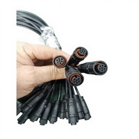 Connecteur femelle étanche M12 6 broches en cuivre avec câble plat en PVC de 15 cm 60V 26AWG IP68 pour l'industrie automobile et l'éclairage LED