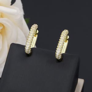 JXX 24K Gold Plated Fashion Jewelry Earring Zircon Custom Dainty Women <b>huggies</b> Hoops Earring <b>Silver</b> Plated - Product Image 5