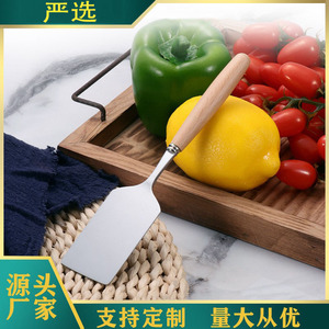 Spatule de mélange pour pâte d'argile de moxibustion, spatule en acier inoxydable avec manche en bois, outil de thérapie par compresse chaude aux herbes - Product Image 1