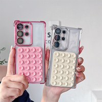 Coque de téléphone en silicone transparent électroplaqué avec ventouse pour iPhone 18 17 Pro Max 16 15 14 13 – Protection et prise en charge des selfies, compatible Fidget