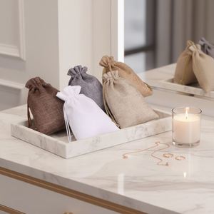 Pochette personnalisable en toile de jute avec cordon de serrage, réutilisable, pour bijoux, cadeaux, rangement, respirante, anti-poussière, pour fêtes, usage domestique, Noël, vente en gros - Product Image 3