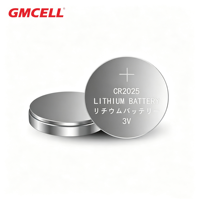 Pile bouton au lithium non rechargeable GMCELL CR2025 3V 160mAh certifiée CE OEM ODM pour clés de voiture et appareils électroménagers