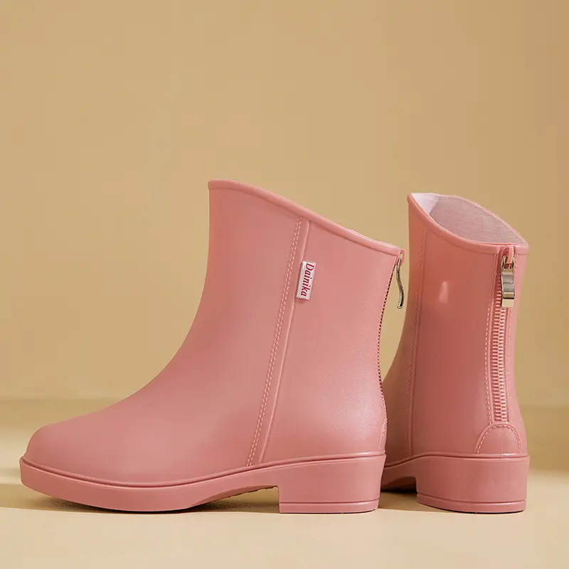 Botas de chuva respiráveis para homens, calçado de segurança em PVC agrícola de forte qualidade para trabalhadores, bota rosa à prova d'água