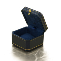 Caja de Joyería Octogonal Vintage de Lujo Personalizada, Caja de Empaque para Anillos y Colgantes con Borde de Papel de Oro