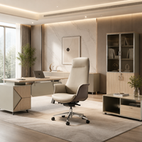 Bureau de direction futuriste en forme de L, bureau en bois minimaliste avec rangement complet pour la vente en gros aux entreprises