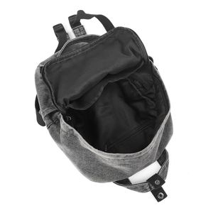 Black Canvas Shoulder <b>Backpack</b> With <b>Drawstring</b> Closure And Front Pocket Casual Daily Use Softback Design - Product Image 5
