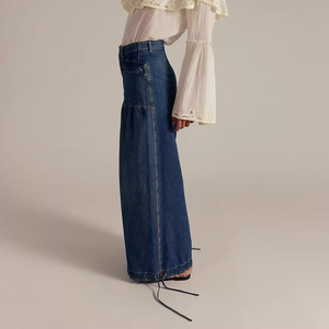 Y2K Streetwear Acid Wash Baggy <strong>Denim</strong> Jeans <strong>Women</strong> High Elastic Waist Drawstring Cuffed Cargo Pants Vintage Loose Wide Leg <strong>Joggers</strong> - Product Image 4