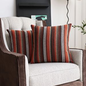 Sarung Bantal Dekoratif Buatan Tangan 18x18 Bergaris, Sarung Bantal Bertekstur, Dekorasi Rumah Gaya Farmhouse, Sarung Bantal Hias - Product Image 4