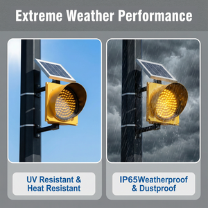 Feux de signalisation à DEL solaires GUANGAN de 300 mm, clignotants jaunes, lampe stroboscopique IP65 pour la sécurité des travaux routiers - Product Image 3
