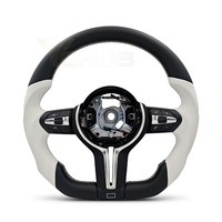 Volant sport M à fond plat en cuir blanc sans palettes de changement de vitesse pour BMW F10 F15 F16 F25 F26 F20 F22 F30 F33 F36